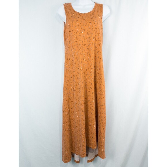 Duluth Trading Co Womens To 'n' Flow Maxi Dress XS Orange Brown Floral Stretchy - Picture 1 of 16